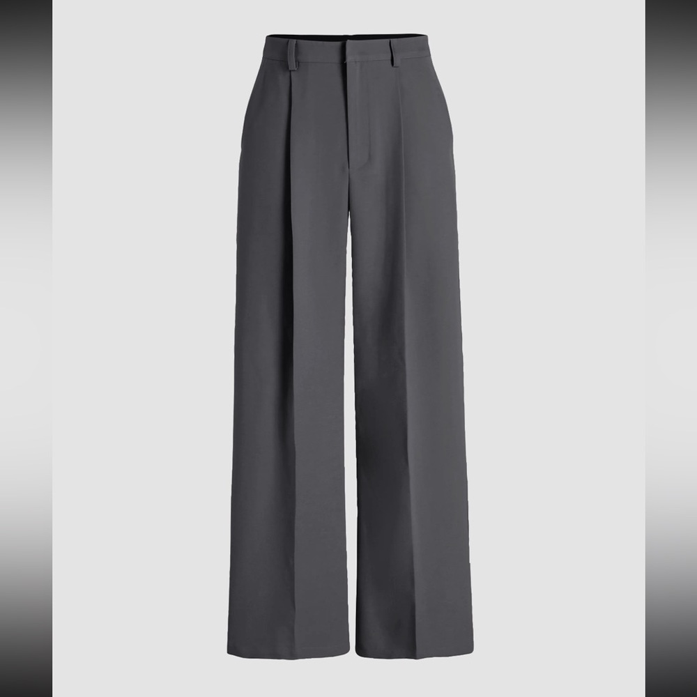 Petite High waist pleated wide leg pants (XS)